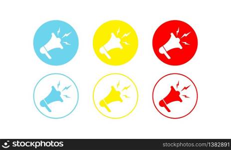 Megaphone or loudspeaker icons set in modern colour design concept on isolated white background. EPS 10 vector. Megaphone or loudspeaker icons set in modern colour design concept on isolated white background. EPS 10 vector.