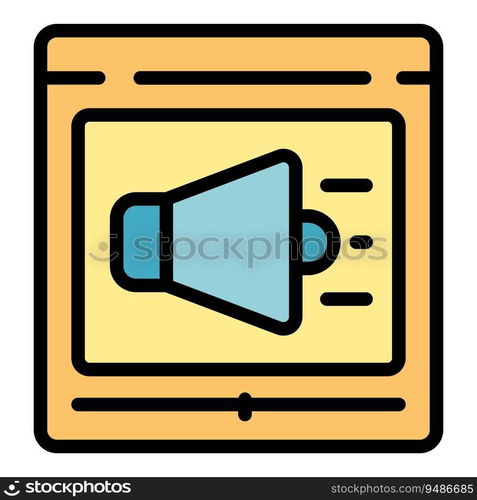 Megaphone seo icon outline vector. Search chart. Site communication color flat. Megaphone seo icon vector flat