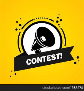 Megaphone with Contest speech bubble banner. Loudspeaker. Label for business, marketing and advertising. Vector on isolated background. EPS 10.. Megaphone with Contest speech bubble banner. Loudspeaker. Label for business, marketing and advertising. Vector on isolated background. EPS 10
