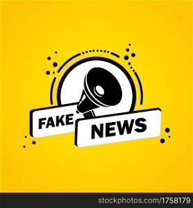Megaphone with Fake news speech bubble banner. Loudspeaker. Label for business, marketing and advertising. Vector on isolated background. EPS 10.. Megaphone with Fake news speech bubble banner. Loudspeaker. Label for business, marketing and advertising. Vector on isolated background. EPS 10