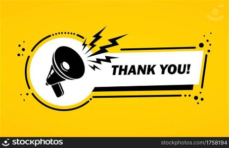 Megaphone with Thank you speech bubble banner. Loudspeaker. Label for business, marketing and advertising. Vector on isolated background. EPS 10.. Megaphone with Thank you speech bubble banner. Loudspeaker. Label for business, marketing and advertising. Vector on isolated background. EPS 10