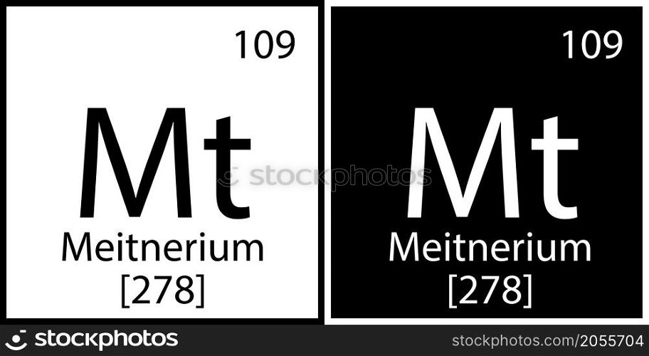 Meitnerium chemical element. Banner design. Science icon. Mendeleev table. Square frame. Vector illustration. Stock image. EPS 10.. Meitnerium chemical element. Banner design. Science icon. Mendeleev table. Square frame. Vector illustration. Stock image.