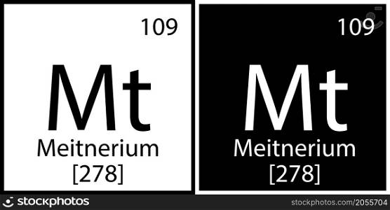 Meitnerium chemical element. Banner design. Science icon. Mendeleev table. Square frame. Vector illustration. Stock image. EPS 10.. Meitnerium chemical element. Banner design. Science icon. Mendeleev table. Square frame. Vector illustration. Stock image.
