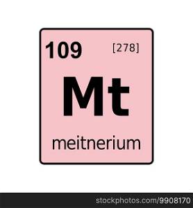 Meitnerium chemical element of periodic table. Sign with atomic number.
