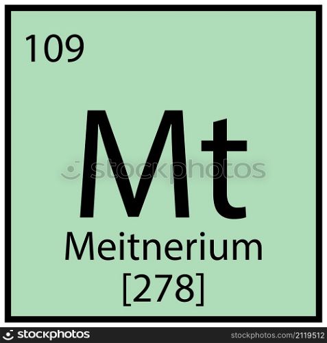 Meitnerium chemical icon. Mendeleev table symbol. Education concept. Mint background. Vector illustration. Stock image. EPS 10.. Meitnerium chemical icon. Mendeleev table symbol. Education concept. Mint background. Vector illustration. Stock image.