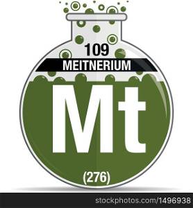 Meitnerium symbol on chemical round flask. Element number 109 of the Periodic Table of the Elements - Chemistry. Vector image