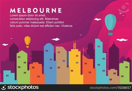 Melbourne Australia City Building Cityscape Skyline Dynamic Background Illustration
