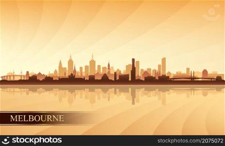 Melbourne city skyline silhouette background, vector illustration