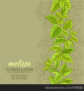 melissa vector background. melissa leaves vector pattern on color background