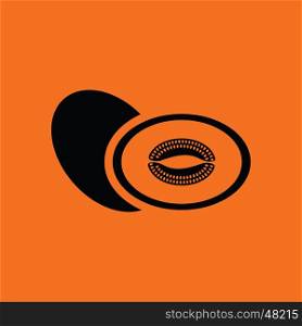 Melon icon. Orange background with black. Vector illustration.