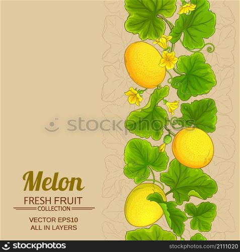 melon plant vector pattern on color background