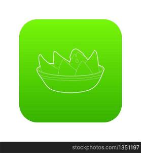 Melon with cream icon green vector isolated on white background. Melon with cream icon green vector