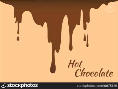 Melted brown hot chocolate flow down. Melted brown hot chocolate flow down. Vector illustration