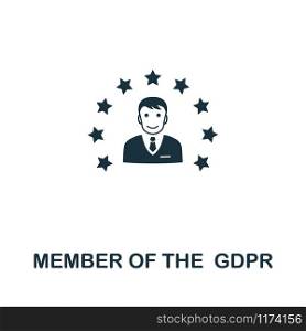 Member Of The Gdpr icon vector illustration. Creative sign from gdpr icons collection. Filled flat Member Of The Gdpr icon for computer and mobile. Symbol, logo vector graphics.. Member Of The Gdpr vector icon symbol. Creative sign from gdpr icons collection. Filled flat Member Of The Gdpr icon for computer and mobile
