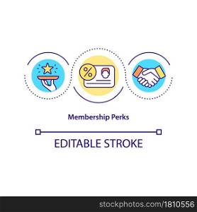 Membership perks concept icon. Privilege for loyal customers abstract idea thin line illustration. Benefits and reward for clients. Vector isolated outline color drawing. Editable stroke. Membership perks concept icon