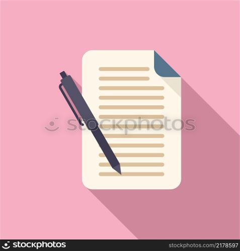 Memo writing icon flat vector. Text message. Notepad article. Memo writing icon flat vector. Text message