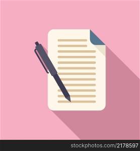 Memo writing icon flat vector. Text message. Notepad article. Memo writing icon flat vector. Text message