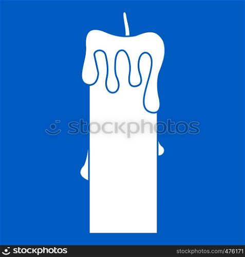 Memorial candle icon white isolated on blue background vector illustration. Memorial candle icon white