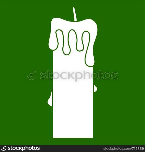 Memorial candle icon white isolated on green background. Vector illustration. Memorial candle icon green