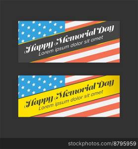 Memorial day banner with USA flag background. Memorial day banner