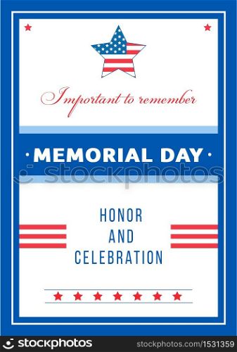 Memorial Day event poster flat vector template. Celebration for Civil War anniversary. US freedom and liberty. Brochure, booklet one page concept design. National american holiday flyer, leaflet . ZIP file contains: EPS, JPG. If you are interested in custom design or want to make some adjustments to purchase the product, don&rsquo;t hesitate to contact us! bsd@bsdartfactory.com. Memorial Day event poster