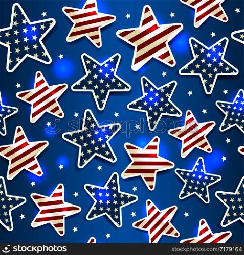 Memorial Day illustration with star in national flag colors. Memorial Day illustration with star seamless pattern.