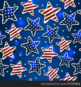 Memorial Day illustration with star in national flag colors. Memorial Day illustration with star seamless pattern.