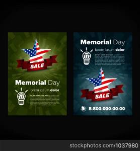 Memorial day patriotic flayer, placard vector template. Memorial day flayer