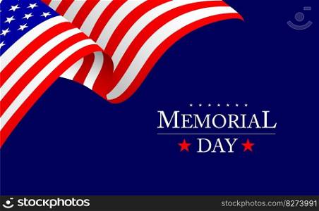 Memorial Day, remember and honer poster. Memorial day celebretion. American national holiday template with waving us flag. Illustration.