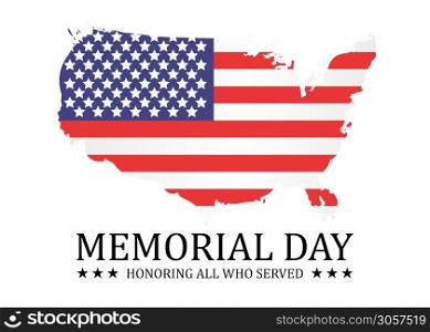 Memorial day vector background, united states american flag concept backdrop illustration