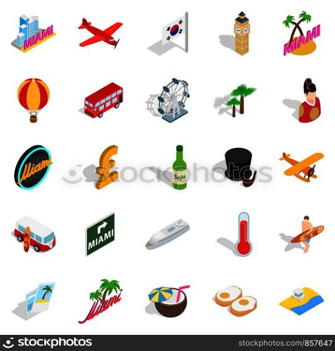 Memorial place icons set. Isometric set of 25 memorial place vector icons for web isolated on white background. Memorial place icons set, isometric style