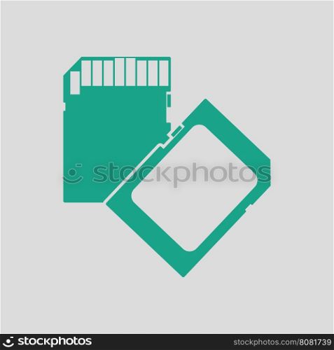 Memory card icon. Gray background with green. Vector illustration.
