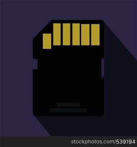 Memory card icon in flat style on purple background. Memory card icon, flat style