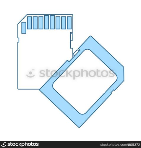 Memory Card Icon. Thin Line With Blue Fill Design. Vector Illustration.