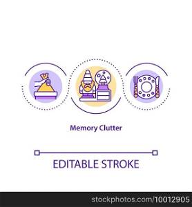 Memory clutter concept icon. Determining true value of things. Identifying a real connection. Cleaning house idea thin line illustration. Vector isolated outline RGB color drawing. Editable stroke. Memory clutter concept icon