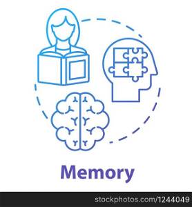 Memory concept icon. Receiving and storing information. Exam preparation. Brain informational processing system idea thin line illustration. Vector isolated outline RGB color drawing