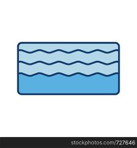 Memory foam mattress color icon. Elastic, soft, body contouring mattress filler. Isolated vector illustration. Memory foam mattress color icon