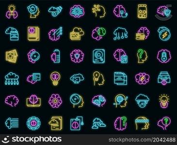 Memory icons set outline vector. Brain care. Awareness creative. Memory icons set vector neon