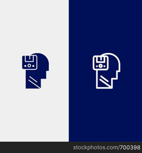 Memory, Save, Data, User, Male Line and Glyph Solid icon Blue banner Line and Glyph Solid icon Blue banner