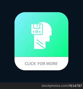 Memory, Save, Data, User, Male Mobile App Button. Android and IOS Glyph Version