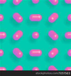 Memphis 80s geometric 3d pattern with pills. Vector illustration. Memphis 80s geometric 3d pattern with pills vector illustration.