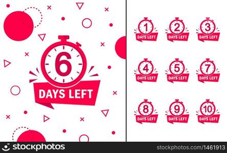 Memphis geometric background with number days left countdown 1, 2, 3, 4, 5, 6, 7, 8, 9. Design template for post, blog of social network, media. Flat isolated layout with timer countdown. vector eps10. Memphis geometric background with number days left countdown 1, 2, 3, 4, 5, 6, 7, 8, 9. Design template for post, blog of social network, media. Flat isolated layout with timer countdown. vector