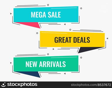 memphis style flat sale and discount banner design