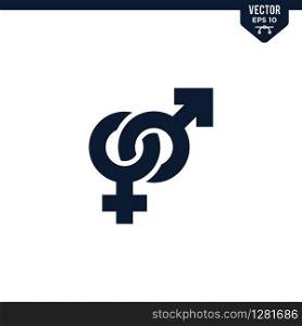 Men and Women gender icon collection in glyph style, solid color vector