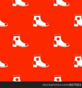 Men boot pattern repeat seamless in orange color for any design. Vector geometric illustration. Men boot pattern seamless