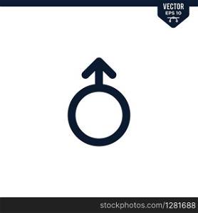 Men Gender icon collection in glyph style, solid color vector