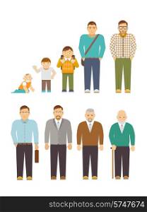Men generation alternation cycle flat people avatars set isolated vector illustration