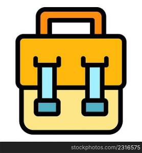 Men laptop bag icon. Outline men laptop bag vector icon color flat isolated. Men laptop bag icon color outline vector