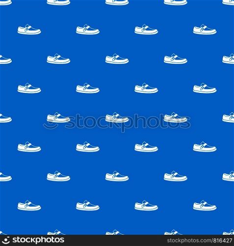 Men moccasin pattern repeat seamless in blue color for any design. Vector geometric illustration. Men moccasin pattern seamless blue