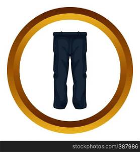 Men pants vector icon in golden circle, cartoon style isolated on white background. Men pants vector icon
